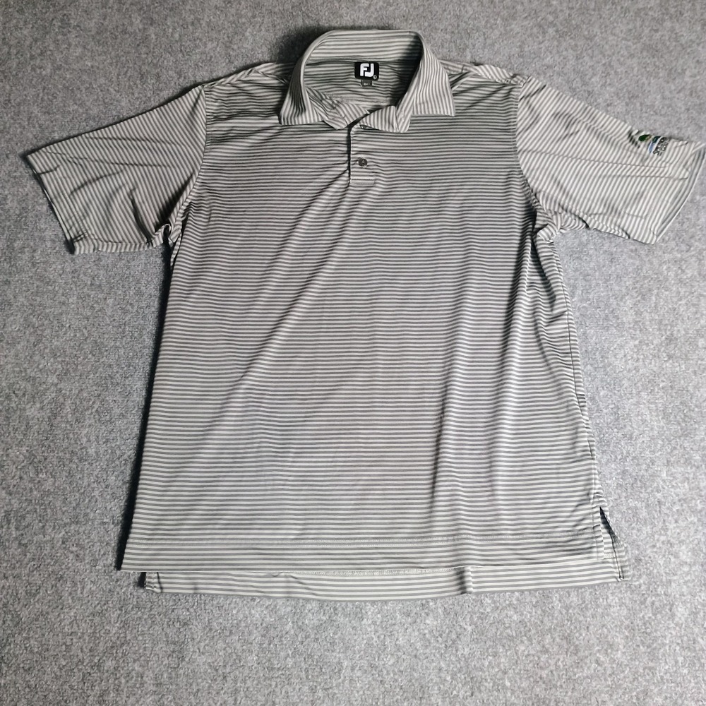 FootJoy Golf Polo Shirt Men's Large Gray Striped Performance Stretch Springbrook